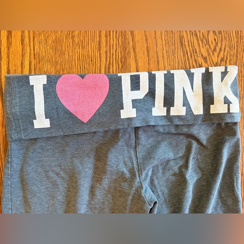 🩷Vintage Y2K Victorias Secret PINK Fold Over Flare Leg Grey Stretch Pants